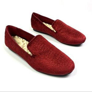 NEW Birdie Starling Burgandy Python Velvet Loafers